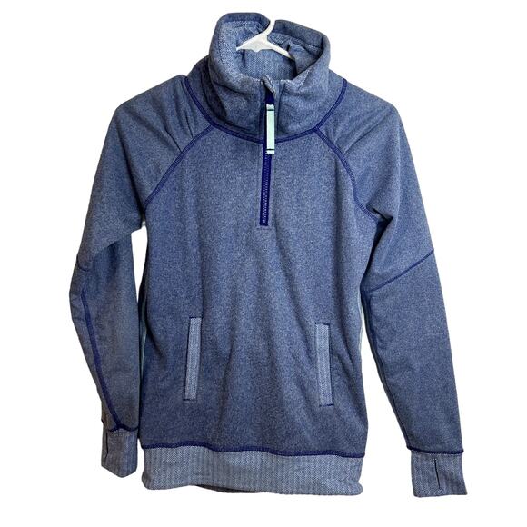 Ivivva Lululemon Shiver Stopper Fleece Pullover Girls Size 12 Blue Herringbone - Picture 5 of 6